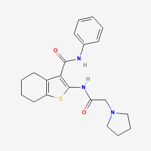 molecular formula C21H25N3O2S B5070061 N-phenyl-2-[(1-pyrrolidinylacetyl)amino]-4,5,6,7-tetrahydro-1-benzothiophene-3-carboxamide 