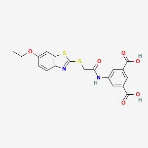 molecular formula C19H16N2O6S2 B5070065 5-({[(6-ethoxy-1,3-benzothiazol-2-yl)thio]acetyl}amino)isophthalic acid 