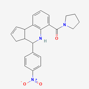 molecular formula C23H23N3O3 B5070078 4-(4-nitrophenyl)-6-(1-pyrrolidinylcarbonyl)-3a,4,5,9b-tetrahydro-3H-cyclopenta[c]quinoline 