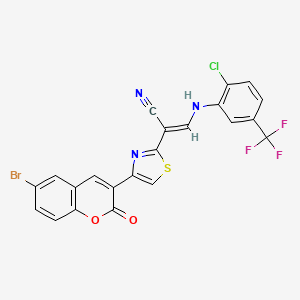 2-[4-(6-bromo-2-oxo-2H-chromen-3-yl)-1,3-thiazol-2-yl]-3-{[2-chloro-5-(trifluoromethyl)phenyl]amino}acrylonitrile