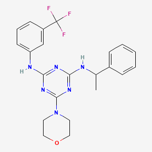molecular formula C22H23F3N6O B5070178 6-(4-morpholinyl)-N-(1-phenylethyl)-N'-[3-(trifluoromethyl)phenyl]-1,3,5-triazine-2,4-diamine 