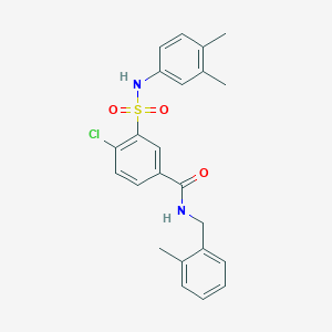 molecular formula C23H23ClN2O3S B5070182 4-chloro-3-{[(3,4-dimethylphenyl)amino]sulfonyl}-N-(2-methylbenzyl)benzamide 