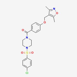 molecular formula C23H24ClN3O5S B5070197 1-[(4-chlorophenyl)sulfonyl]-4-{4-[(3,5-dimethyl-4-isoxazolyl)methoxy]benzoyl}piperazine 