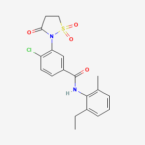 molecular formula C19H19ClN2O4S B5070211 4-chloro-3-(1,1-dioxido-3-oxo-2-isothiazolidinyl)-N-(2-ethyl-6-methylphenyl)benzamide 