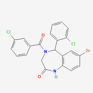 7-bromo-4-(3-chlorobenzoyl)-5-(2-chlorophenyl)-1,3,4,5-tetrahydro-2H-1,4-benzodiazepin-2-one
