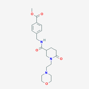 molecular formula C21H29N3O5 B5070241 methyl 4-{[({1-[2-(4-morpholinyl)ethyl]-6-oxo-3-piperidinyl}carbonyl)amino]methyl}benzoate 
