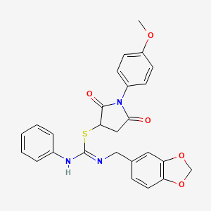 1-(4-methoxyphenyl)-2,5-dioxo-3-pyrrolidinyl N-(1,3-benzodioxol-5-ylmethyl)-N'-phenylimidothiocarbamate