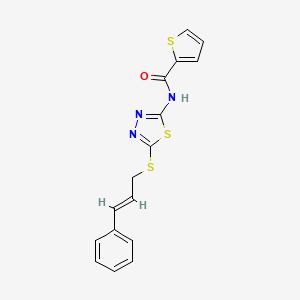 molecular formula C16H13N3OS3 B5070266 N-{5-[(3-phenyl-2-propen-1-yl)thio]-1,3,4-thiadiazol-2-yl}-2-thiophenecarboxamide 