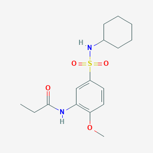 molecular formula C16H24N2O4S B5070289 N-{5-[(cyclohexylamino)sulfonyl]-2-methoxyphenyl}propanamide 