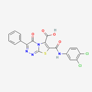 molecular formula C19H10Cl2N4O4S B5070371 7-{[(3,4-dichlorophenyl)amino]carbonyl}-4-oxo-3-phenyl-4H-[1,3]thiazolo[2,3-c][1,2,4]triazine-6-carboxylic acid 