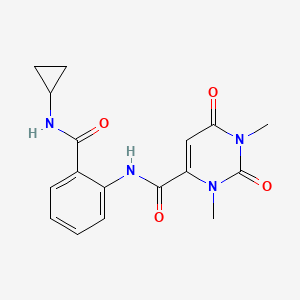 molecular formula C17H18N4O4 B5070436 N-{2-[(cyclopropylamino)carbonyl]phenyl}-1,3-dimethyl-2,6-dioxo-1,2,3,6-tetrahydro-4-pyrimidinecarboxamide 