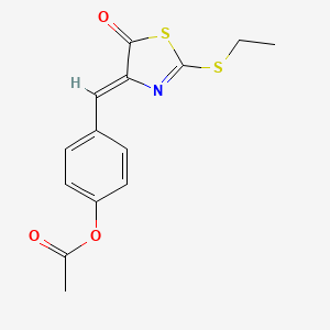 molecular formula C14H13NO3S2 B5070639 4-{[2-(ethylthio)-5-oxo-1,3-thiazol-4(5H)-ylidene]methyl}phenyl acetate 