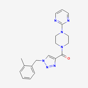 molecular formula C19H21N7O B5070684 2-(4-{[1-(2-methylbenzyl)-1H-1,2,3-triazol-4-yl]carbonyl}-1-piperazinyl)pyrimidine 
