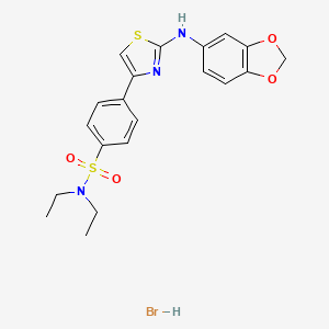 molecular formula C20H22BrN3O4S2 B5070692 4-[2-(1,3-benzodioxol-5-ylamino)-1,3-thiazol-4-yl]-N,N-diethylbenzenesulfonamide hydrobromide 