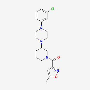 molecular formula C20H25ClN4O2 B5070713 1-(3-chlorophenyl)-4-{1-[(5-methyl-3-isoxazolyl)carbonyl]-3-piperidinyl}piperazine 