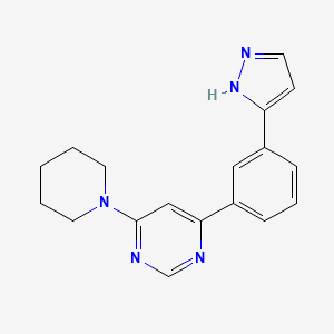 molecular formula C18H19N5 B5070757 4-(1-piperidinyl)-6-[3-(1H-pyrazol-3-yl)phenyl]pyrimidine trifluoroacetate 