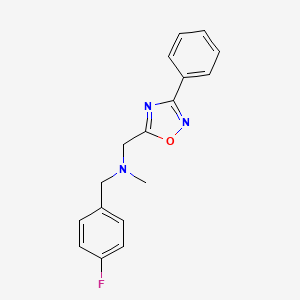 molecular formula C17H16FN3O B5070829 (4-fluorobenzyl)methyl[(3-phenyl-1,2,4-oxadiazol-5-yl)methyl]amine 