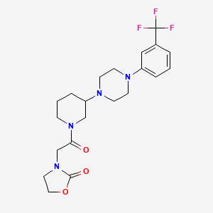 molecular formula C21H27F3N4O3 B5070834 3-[2-oxo-2-(3-{4-[3-(trifluoromethyl)phenyl]-1-piperazinyl}-1-piperidinyl)ethyl]-1,3-oxazolidin-2-one 