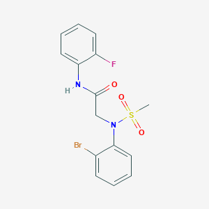 molecular formula C15H14BrFN2O3S B5070854 N~2~-(2-bromophenyl)-N~1~-(2-fluorophenyl)-N~2~-(methylsulfonyl)glycinamide 