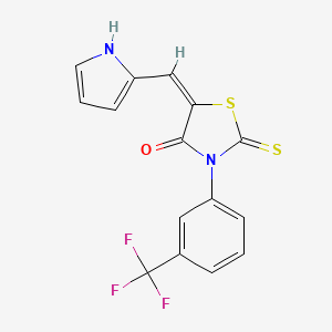 molecular formula C15H9F3N2OS2 B5070863 5-(1H-pyrrol-2-ylmethylene)-2-thioxo-3-[3-(trifluoromethyl)phenyl]-1,3-thiazolidin-4-one 