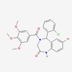 molecular formula C25H22BrClN2O5 B5070865 7-bromo-5-(2-chlorophenyl)-4-(3,4,5-trimethoxybenzoyl)-1,3,4,5-tetrahydro-2H-1,4-benzodiazepin-2-one 