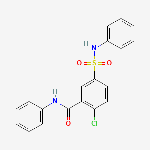 molecular formula C20H17ClN2O3S B5070944 2-chloro-5-{[(2-methylphenyl)amino]sulfonyl}-N-phenylbenzamide 