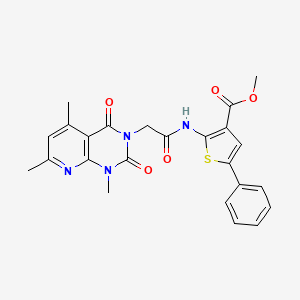 molecular formula C24H22N4O5S B5070949 methyl 5-phenyl-2-{[(1,5,7-trimethyl-2,4-dioxo-1,4-dihydropyrido[2,3-d]pyrimidin-3(2H)-yl)acetyl]amino}-3-thiophenecarboxylate 