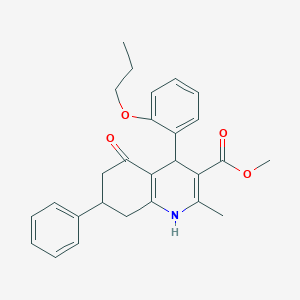 molecular formula C27H29NO4 B5070977 methyl 2-methyl-5-oxo-7-phenyl-4-(2-propoxyphenyl)-1,4,5,6,7,8-hexahydro-3-quinolinecarboxylate 