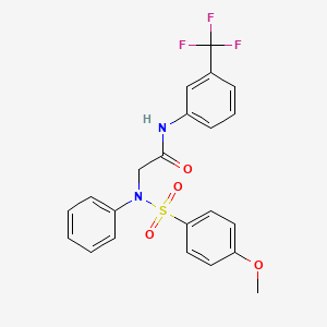 molecular formula C22H19F3N2O4S B5071019 N~2~-[(4-methoxyphenyl)sulfonyl]-N~2~-phenyl-N~1~-[3-(trifluoromethyl)phenyl]glycinamide 