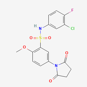 molecular formula C17H14ClFN2O5S B5071058 N-(3-chloro-4-fluorophenyl)-5-(2,5-dioxo-1-pyrrolidinyl)-2-methoxybenzenesulfonamide 