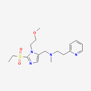 molecular formula C17H26N4O3S B5071091 N-{[2-(ethylsulfonyl)-1-(2-methoxyethyl)-1H-imidazol-5-yl]methyl}-N-methyl-2-(2-pyridinyl)ethanamine 