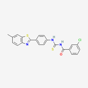 molecular formula C22H16ClN3OS2 B5071112 3-chloro-N-({[4-(6-methyl-1,3-benzothiazol-2-yl)phenyl]amino}carbonothioyl)benzamide 