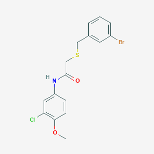 molecular formula C16H15BrClNO2S B5071178 2-[(3-bromobenzyl)thio]-N-(3-chloro-4-methoxyphenyl)acetamide 