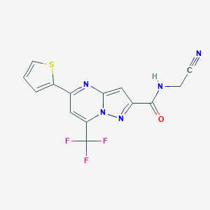molecular formula C14H8F3N5OS B507138 N-(cyanomethyl)-5-(thiophen-2-yl)-7-(trifluoromethyl)pyrazolo[1,5-a]pyrimidine-2-carboxamide CAS No. 313248-61-2