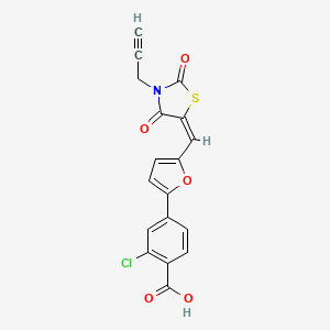 2-chloro-4-(5-{(E)-[2,4-dioxo-3-(prop-2-yn-1-yl)-1,3-thiazolidin-5-ylidene]methyl}furan-2-yl)benzoic acid