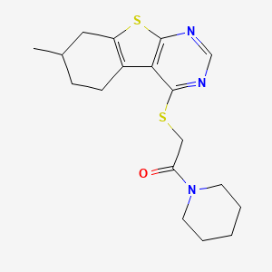 7-methyl-4-{[2-oxo-2-(1-piperidinyl)ethyl]thio}-5,6,7,8-tetrahydro[1]benzothieno[2,3-d]pyrimidine