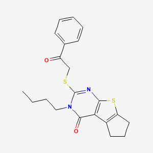 3-butyl-2-[(2-oxo-2-phenylethyl)sulfanyl]-3,5,6,7-tetrahydro-4H-cyclopenta[4,5]thieno[2,3-d]pyrimidin-4-one