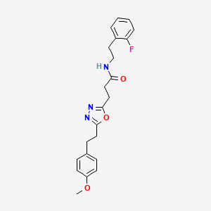 molecular formula C22H24FN3O3 B5071520 N-[2-(2-fluorophenyl)ethyl]-3-{5-[2-(4-methoxyphenyl)ethyl]-1,3,4-oxadiazol-2-yl}propanamide 