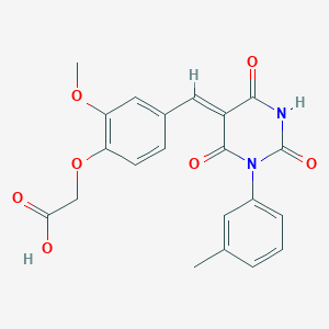 molecular formula C21H18N2O7 B5071540 2-[2-methoxy-4-[(Z)-[1-(3-methylphenyl)-2,4,6-trioxo-1,3-diazinan-5-ylidene]methyl]phenoxy]acetic acid 