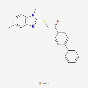 molecular formula C23H21BrN2OS B5071657 2-(1,5-dimethylbenzimidazol-2-yl)sulfanyl-1-(4-phenylphenyl)ethanone;hydrobromide 