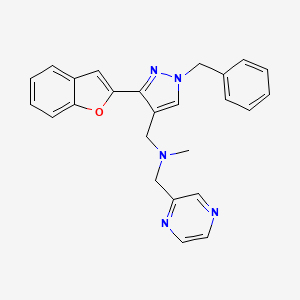 molecular formula C25H23N5O B5071674 1-[3-(1-benzofuran-2-yl)-1-benzyl-1H-pyrazol-4-yl]-N-methyl-N-(2-pyrazinylmethyl)methanamine 