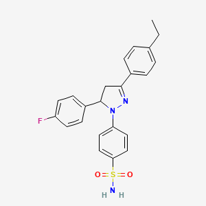 molecular formula C23H22FN3O2S B5071770 4-[3-(4-ethylphenyl)-5-(4-fluorophenyl)-4,5-dihydro-1H-pyrazol-1-yl]benzenesulfonamide 