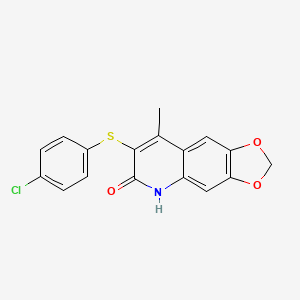 molecular formula C17H12ClNO3S B5071786 7-[(4-CHLOROPHENYL)SULFANYL]-8-METHYL-2H,5H-[1,3]DIOXOLO[4,5-G]QUINOLIN-6-ONE 