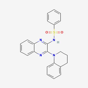 molecular formula C23H20N4O2S B5071853 N-[3-(3,4-dihydro-2H-quinolin-1-yl)quinoxalin-2-yl]benzenesulfonamide 