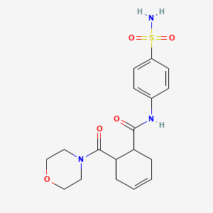 molecular formula C18H23N3O5S B5071861 N-[4-(aminosulfonyl)phenyl]-6-(4-morpholinylcarbonyl)-3-cyclohexene-1-carboxamide 