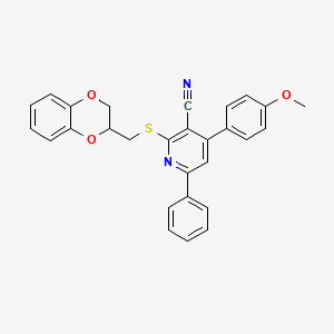 2-(2,3-Dihydro-1,4-benzodioxin-3-ylmethylsulfanyl)-4-(4-methoxyphenyl)-6-phenylpyridine-3-carbonitrile