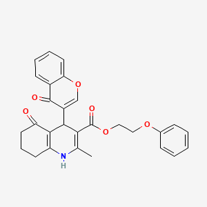 molecular formula C28H25NO6 B5072088 2-phenoxyethyl 2-methyl-5-oxo-4-(4-oxo-4H-chromen-3-yl)-1,4,5,6,7,8-hexahydroquinoline-3-carboxylate 