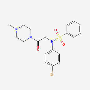 molecular formula C19H22BrN3O3S B5072104 N-(4-bromophenyl)-N-[2-(4-methyl-1-piperazinyl)-2-oxoethyl]benzenesulfonamide 