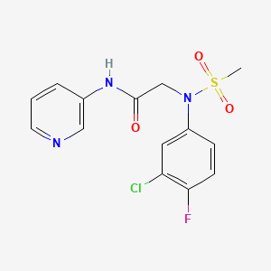 molecular formula C14H13ClFN3O3S B5072209 N~2~-(3-chloro-4-fluorophenyl)-N~2~-(methylsulfonyl)-N~1~-3-pyridinylglycinamide 