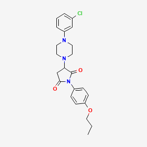 molecular formula C23H26ClN3O3 B5072222 3-[4-(3-Chlorophenyl)piperazin-1-yl]-1-(4-propoxyphenyl)pyrrolidine-2,5-dione 